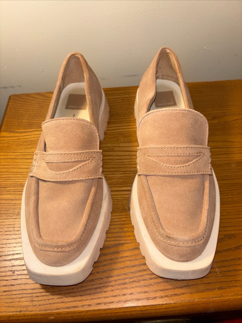 Dolce Vita Taupe Suede Platform Loafers